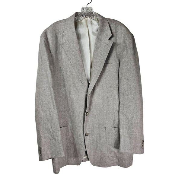 VTG J.Crew Oarsman Linen Blazer 42L Beige Neutral Classic Resort Summer Coastal - Picture 1 of 13